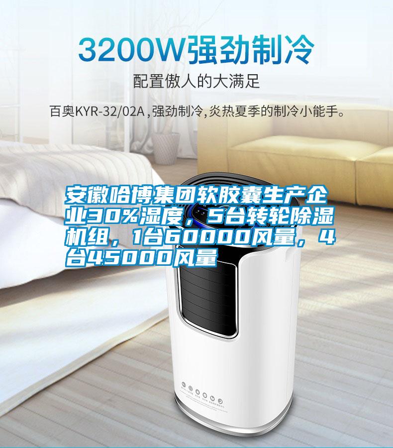 安徽哈博集團(tuán)軟膠囊生產(chǎn)企業(yè)30%濕度，5臺(tái)轉(zhuǎn)輪除濕機(jī)組，1臺(tái)60000風(fēng)量，4臺(tái)45000風(fēng)量